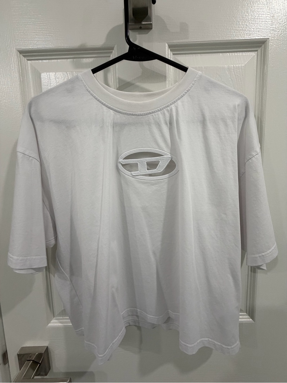 Diesel White Short Sleeve Embroidered Logo Tee